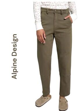 Alpine Design Olive Green Barrel Pant Relaxed leg cropped at ankles W 12  NWT